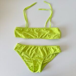 Calzedonia Girls Lime Green Textured Bikini Set, Size 10